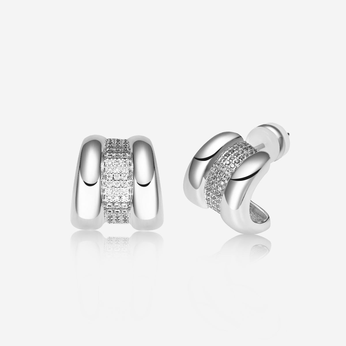 ENVYOU C-shaped Zircon Stud Earrings