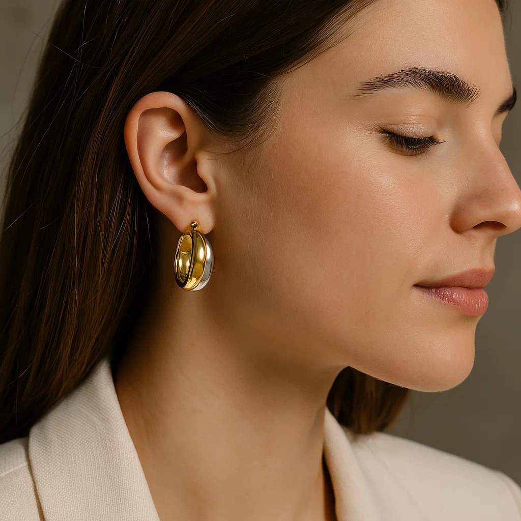 ENVYOU Mixed Metal Hoop Earrings