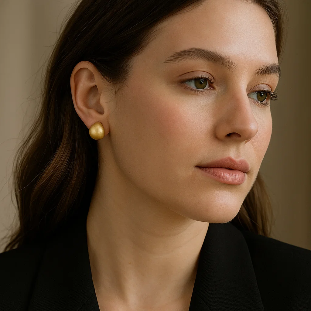 ENVYOU Round Matte Brushed Stud Earrings
