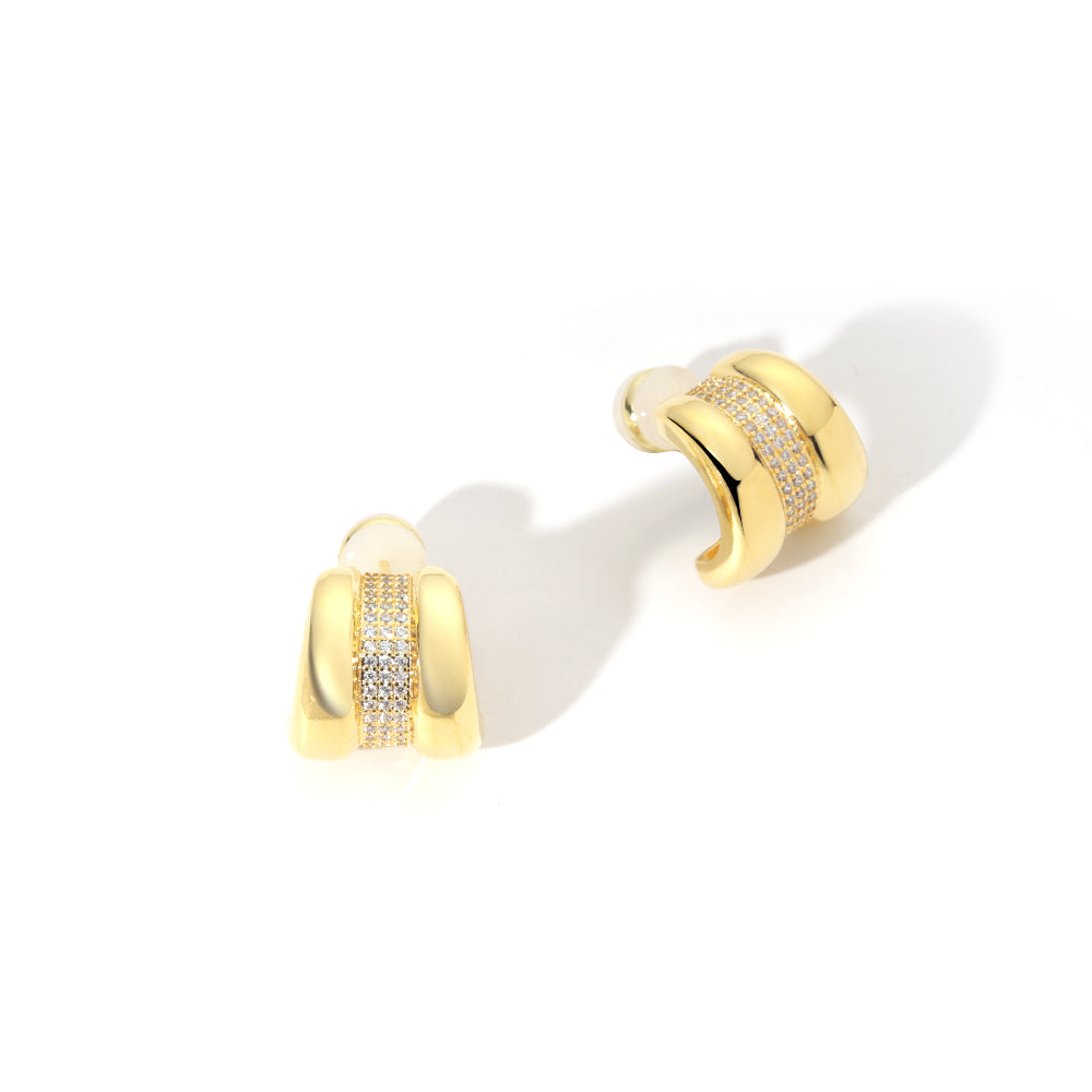ENVYOU C-shaped Zircon Stud Earrings