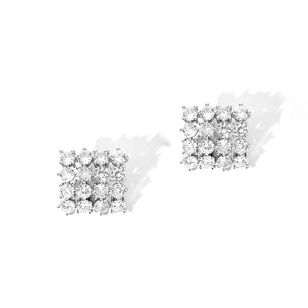 ENVYOU Square Zircon Stud Earrings