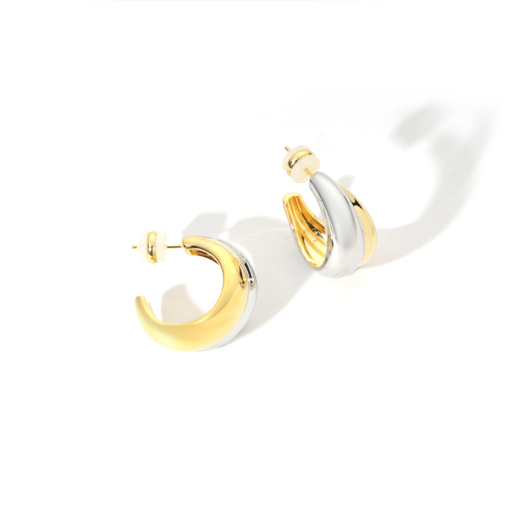 ENVYOU Gold Silver Mixed Metal Earrings