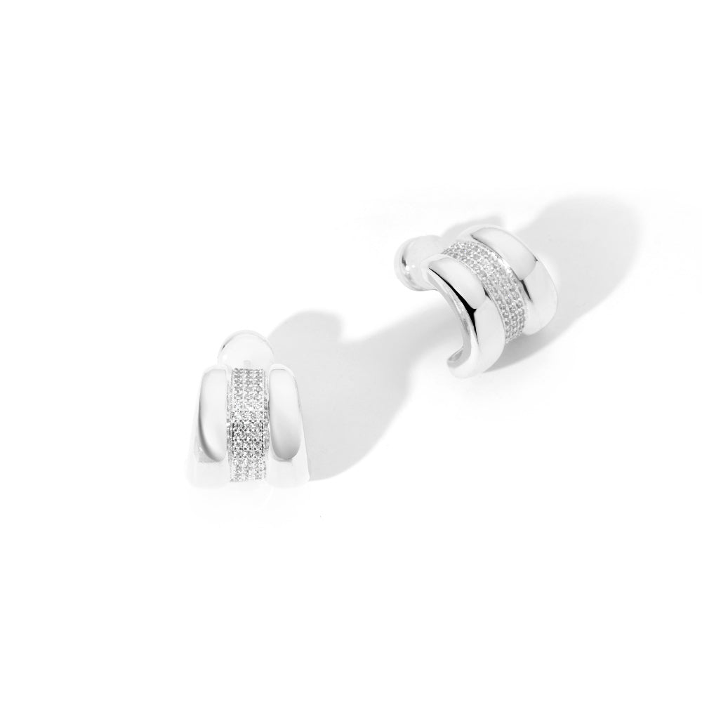 ENVYOU C-shaped Zircon Stud Earrings