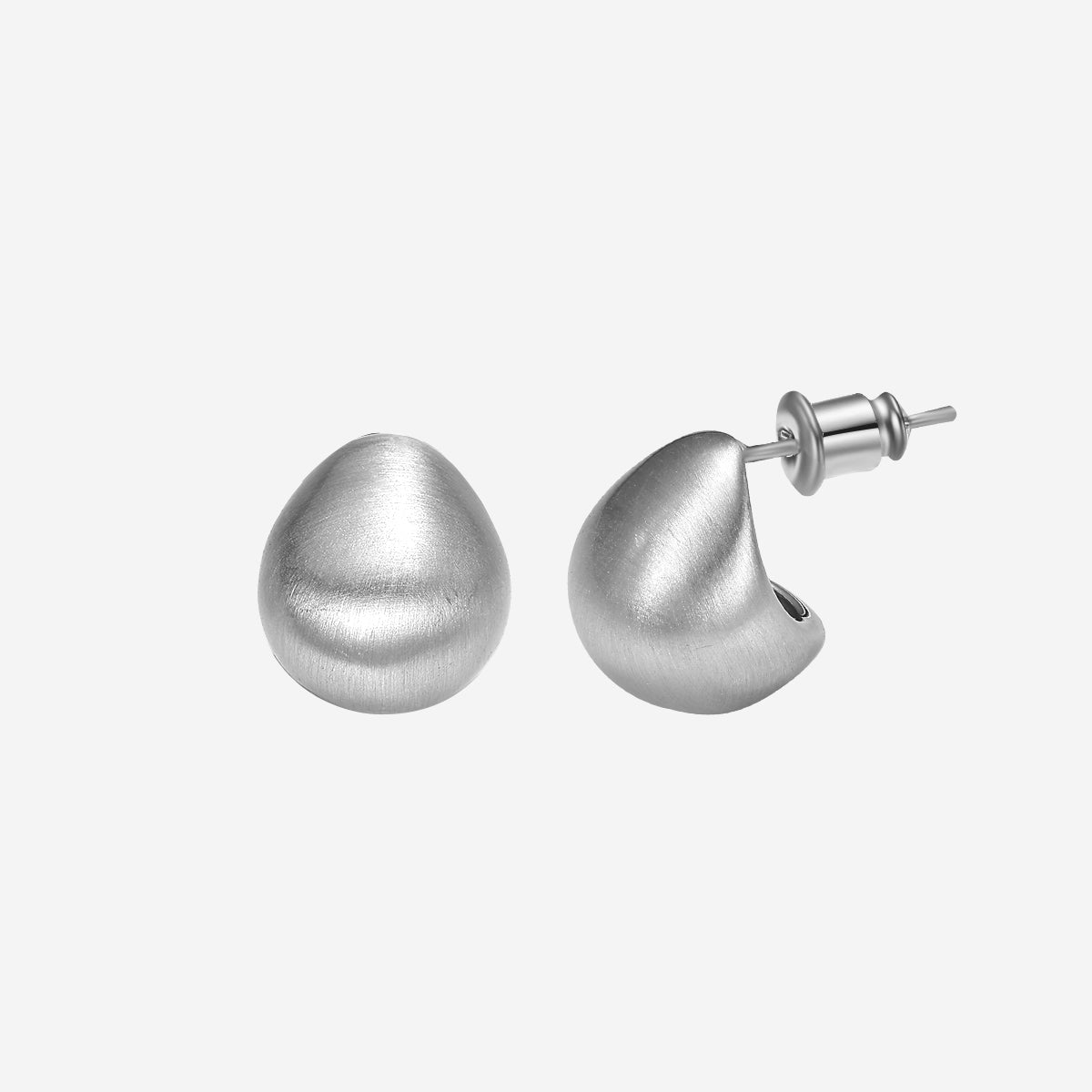 ENVYOU Round Matte Brushed Stud Earrings