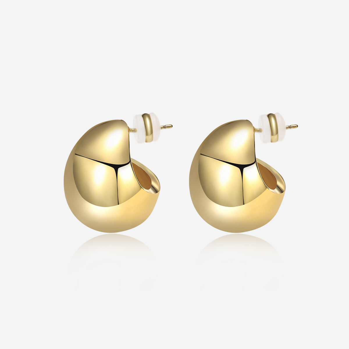 ENVYOU Oval Spherical Stud Earrings