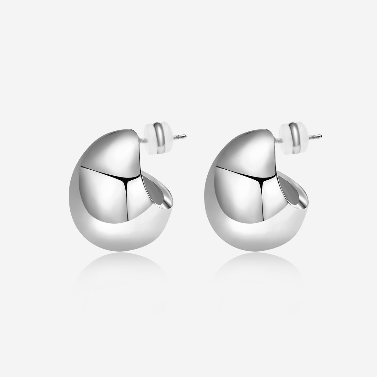 ENVYOU Oval Spherical Stud Earrings