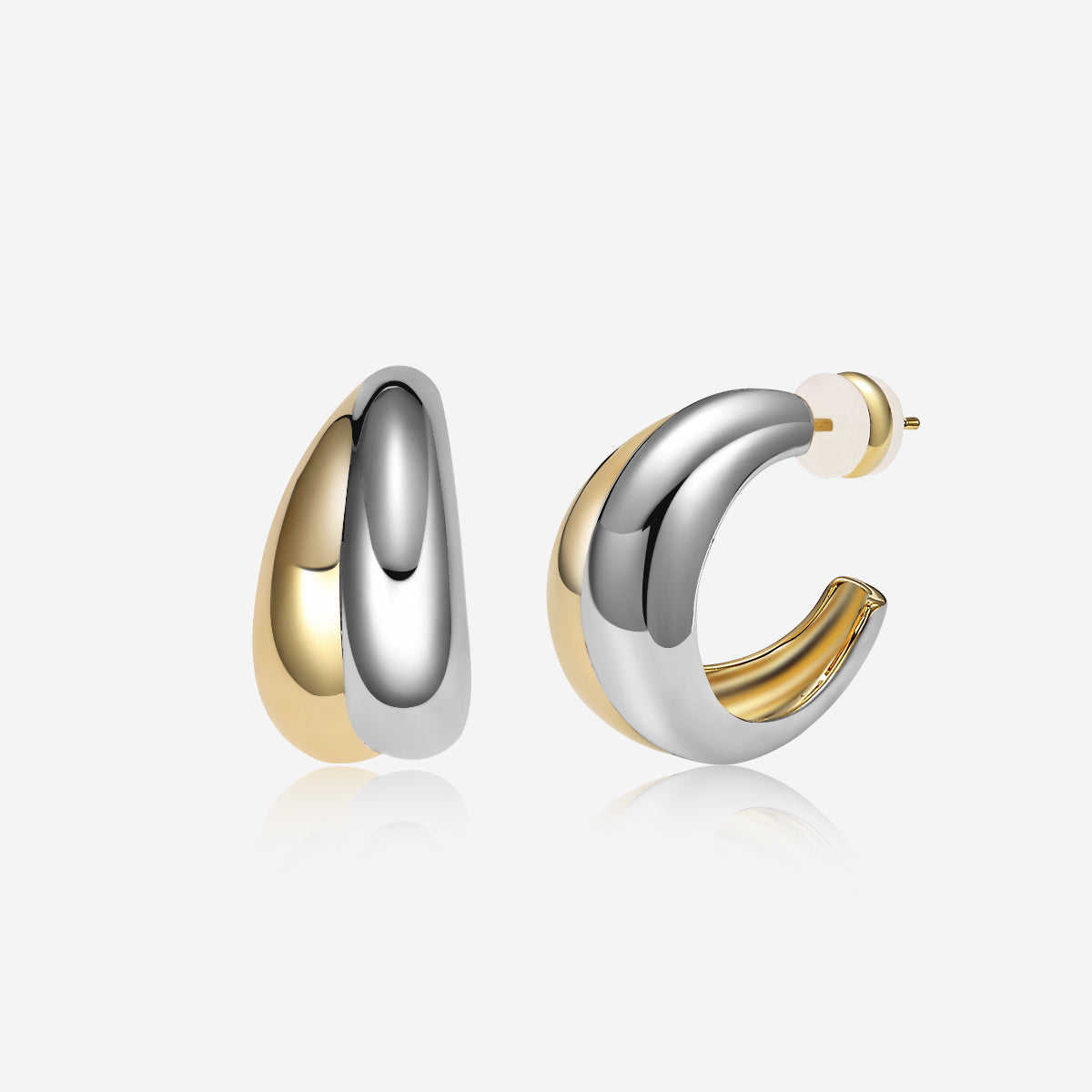 ENVYOU Gold Silver Mixed Metal Earrings