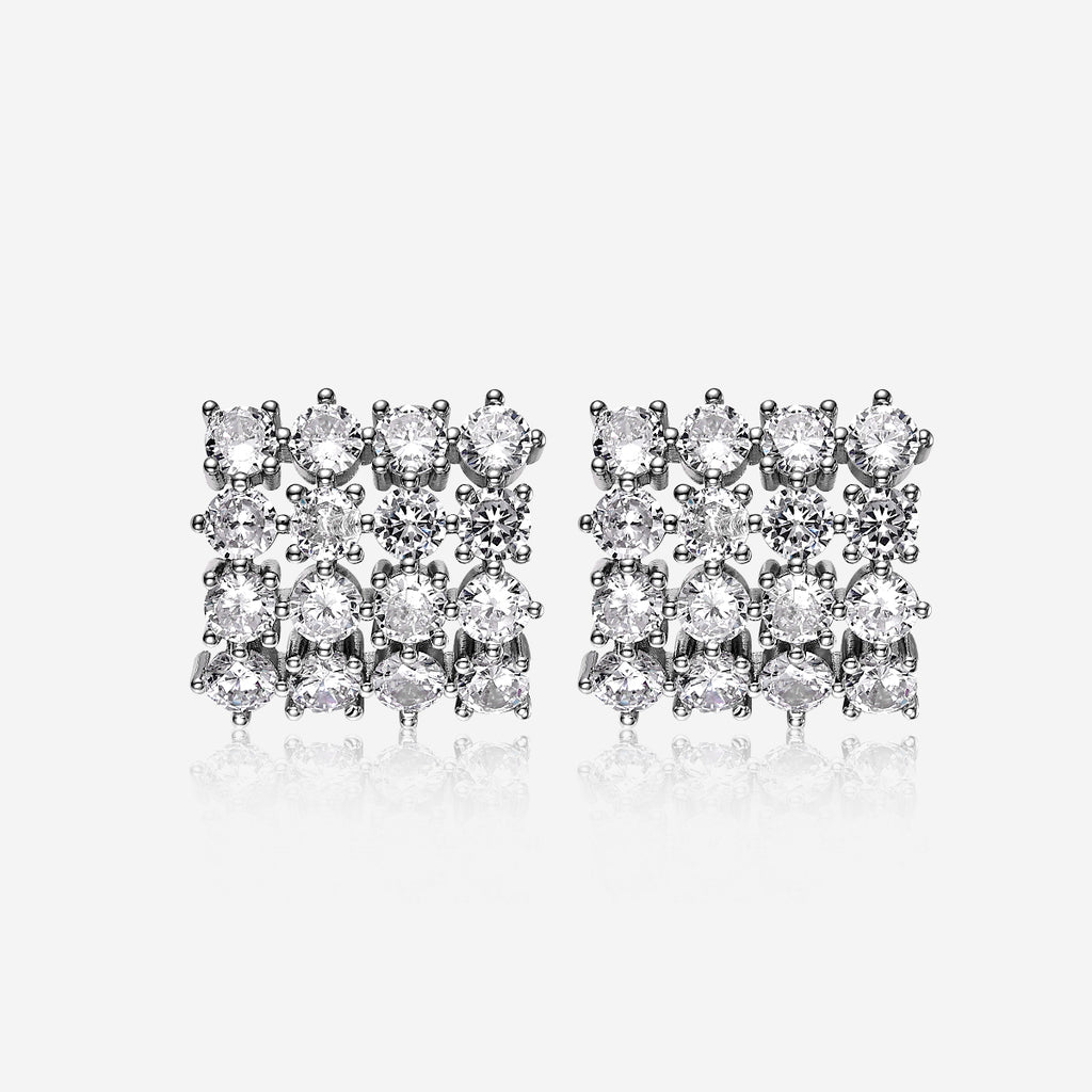 ENVYOU Square Zircon Stud Earrings