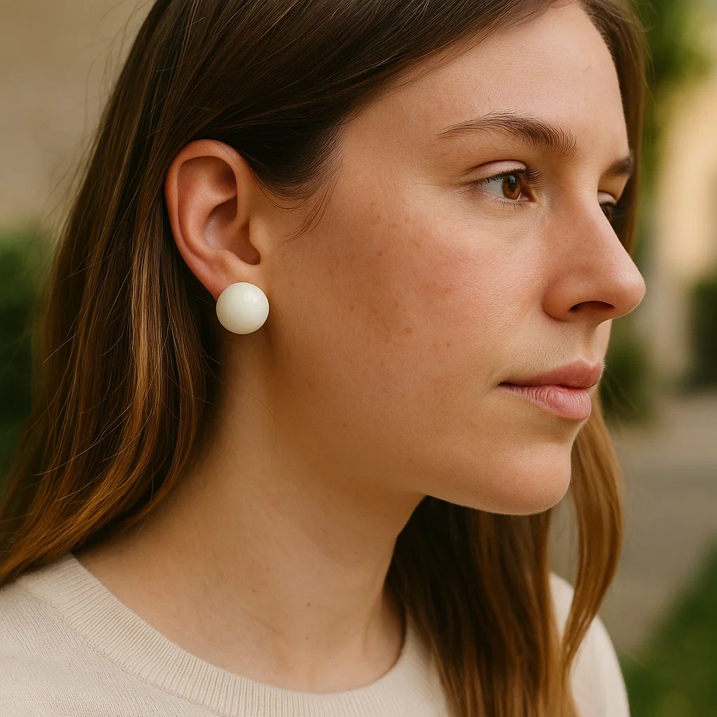 ENVYOU Glazed Semi-round Stud Earrings