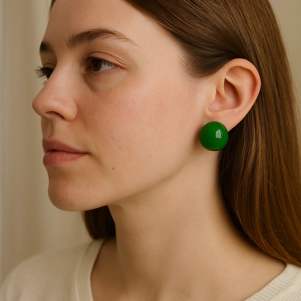 ENVYOU Glazed Semi-round Stud Earrings