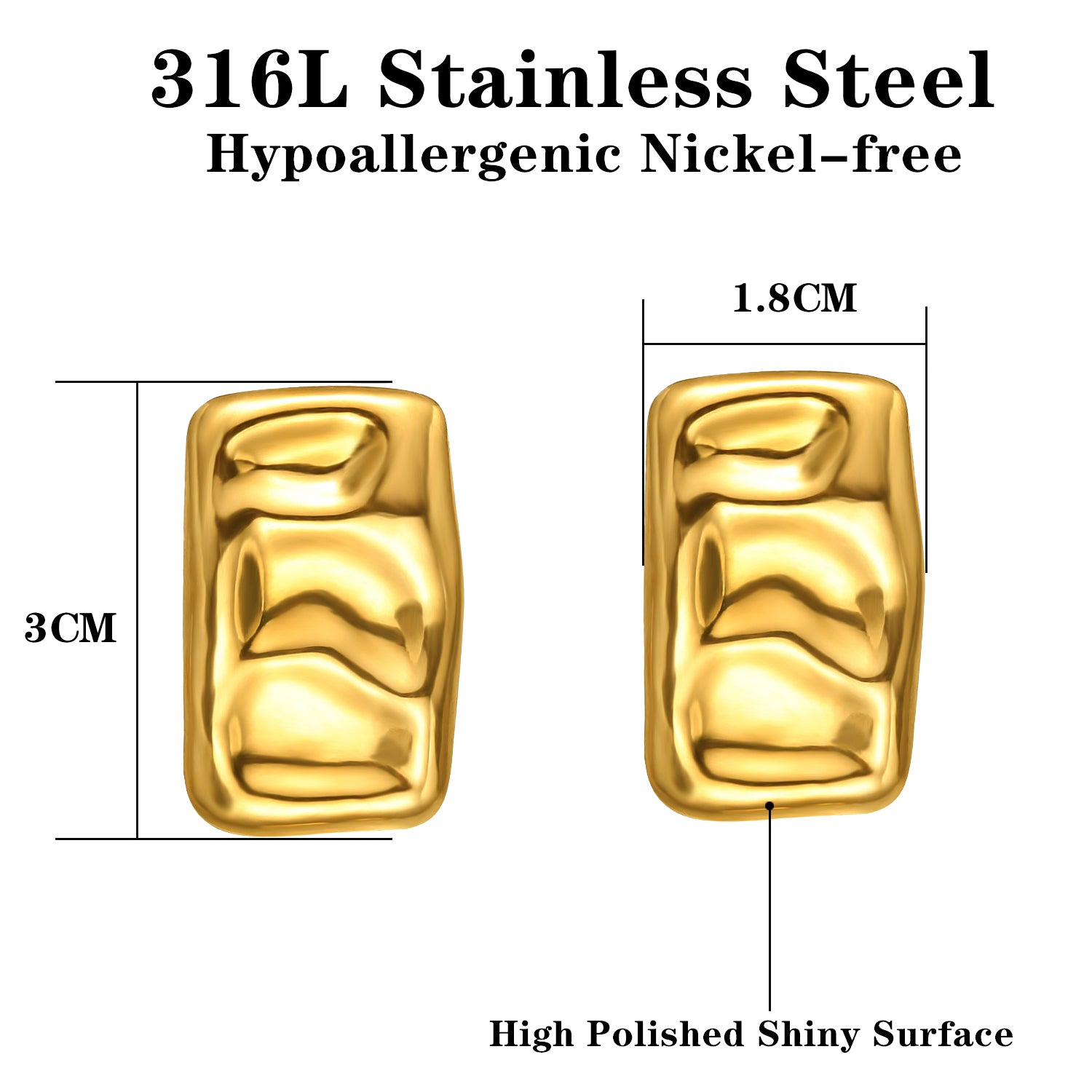 ENVYOU Geometric Rectangle Stud Earrings