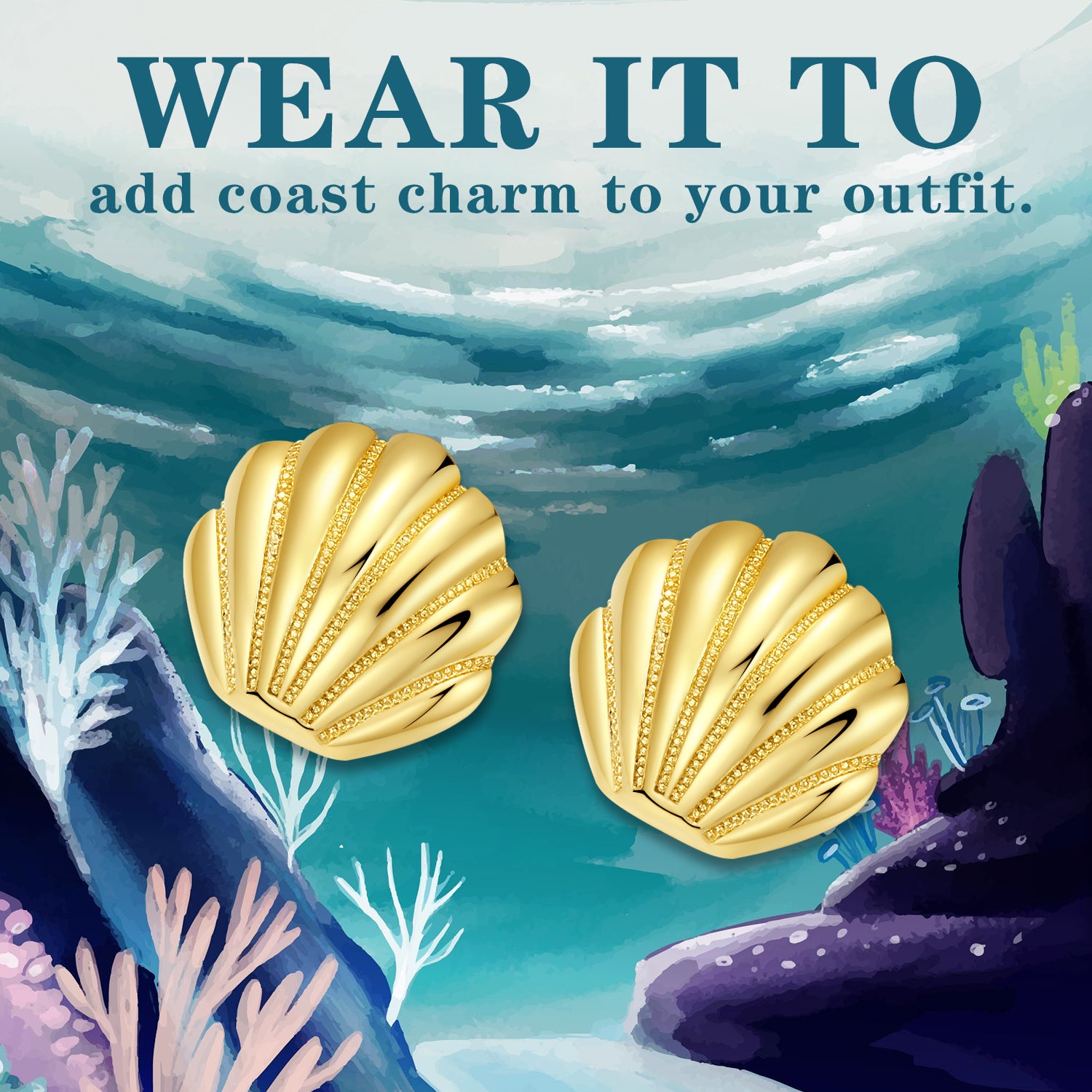 ENVYOU Sea Shell Stud Earrings