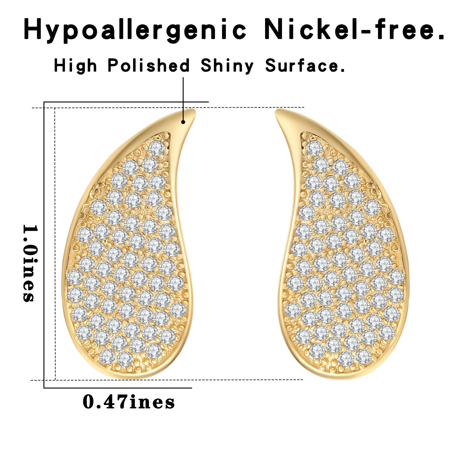 ENVYOU CZ Teardrop Stud Earrings