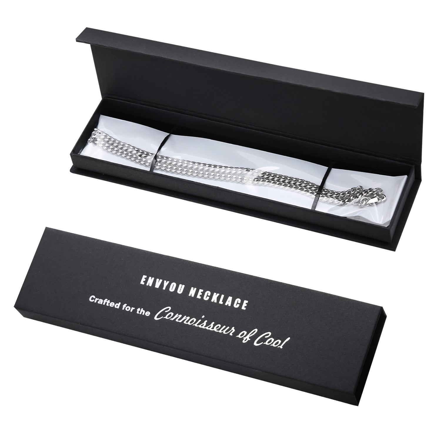 ENVYOU Silver Cuban Chain Necklace