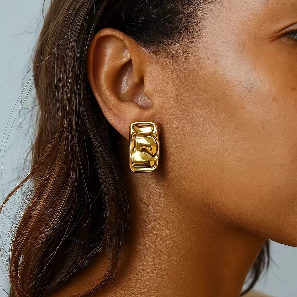 ENVYOU Geometric Rectangle Stud Earrings