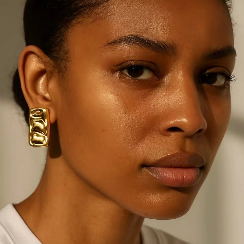 ENVYOU Geometric Rectangle Stud Earrings